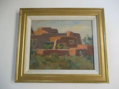 PINTURA AL ÓLEO KATHY IKERD PAISAJE REGIONALISTA AMERICANA CALIFORNIA ADOBE HOGAR Foto 1 de 3