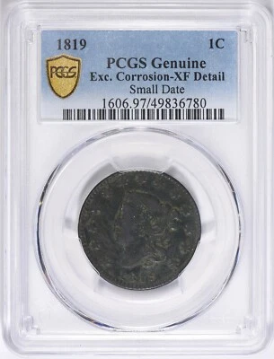 1819 Coronet Head Matron Cent 1c Small Date PCGS XF Details - Image 1 of 3