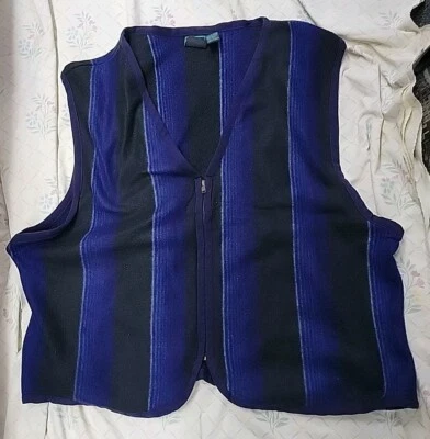 Vintage Santana Colete Suéter com Zíper Asteca Geométrico Masculino X-Grande Azul/Preto - Imagem 1 de 4