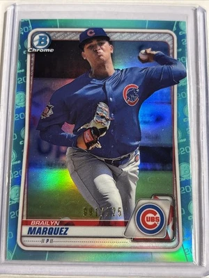 Brailyn Marquez 2020 Bowman Chrome Aqua Shimmer Refractor #/125 Chicago Cubs - Image 1 of 2