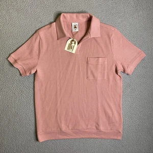 Dandy Del Mar Shirt Mens Medium The Cannes Waffle Knit Polo Spanish Rose NWT - Picture 1 of 12