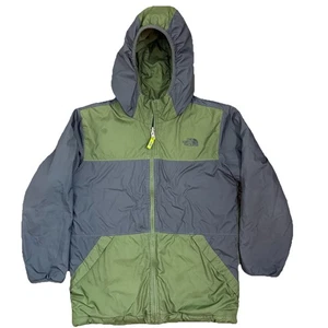 North Face Reversible Jacket Coat Green Cube Pattern Fleece Youth M 10/12 - Picture 1 of 22