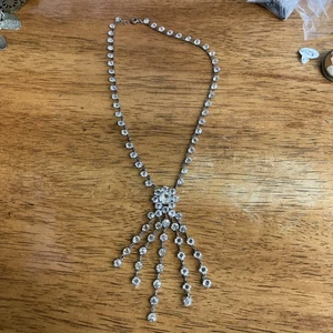 Art Deco 1920s Necklace Sterling Silver  Crystal Paste Open Back Bezel Rare - Picture 1 of 11