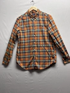 Ralph Lauren Boys XL 18/20 Orange Plaid Flannel Button Down Shirt Long Sleeve - Picture 1 of 8