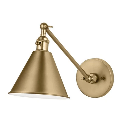 VISUAL COMFORT CHAPMAN & MYERS SALEM 1-LIGHT 1-ARM SCONCE SATIN BRASS 7"W 13.4"H - Image 1 of 4