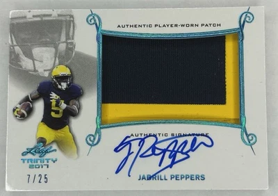 2017 Leaf Trinity Jabrill Peppers Michigan Wolverines Patch On Card Auto /25 - Image 1 of 4