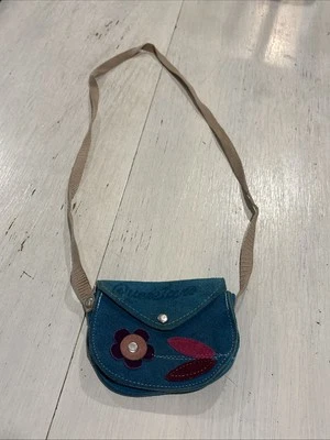 vintage Girls Purse~ Leather Turquoise~Flower ￼ - Image 1 of 4