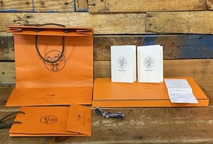 HERMES leere Geschenkbox Einkaufstaschen Krawatte Schal Socken und Papiere 14,75 x 7 x 1" - Bild 1 von 11