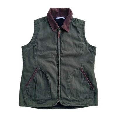 Woolrich Canvas Vest Adult Large Green Zip Up Sleeveless Blanket Lined Chore Men - Image 1 of 4