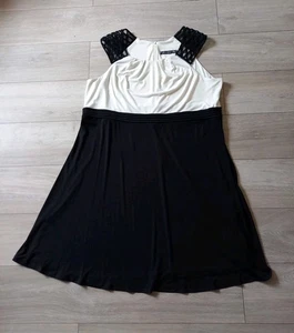 Joanna Hope Black & White Stretch Flared Dress Smart Occasion Evening UK26 - Picture 1 of 19
