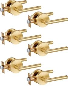6 Packs Gold Door Handle Interior, Brushed Gold Door Handles, Gold Interior Leve - Picture 1 of 7