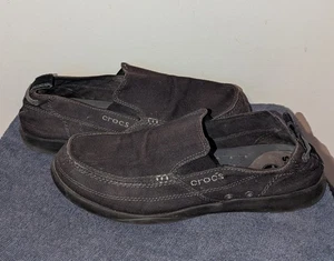 Crocs Walu Slip On Loafers Mens Size 12 Black Canvas 11270 Comfort Shoes  - Picture 1 of 11