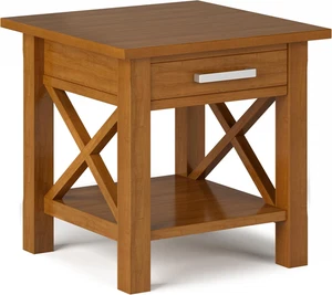 Kitchener SOLID WOOD 21 Inch Wide Square Contemporary End Side Table in Light Go - Picture 1 of 9
