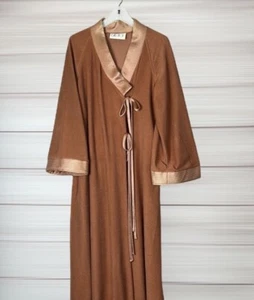 Vintage Bill Tice Wrap Long Robe Loungewear Caramel Color Pockets Women’s sz 10 - Picture 1 of 10
