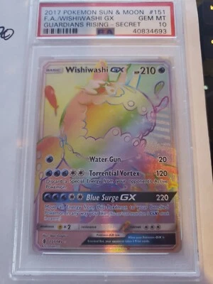 Pokemon SM Guardians Rising - Wishiwashi GX 151/145 PSA 10 - FA  SECRET MISPRINT - Image 1 of 3