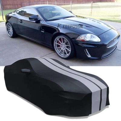 Cubierta completa satinada elástica para automóvil interior a prueba de polvo a rayas grises + bolsa para Jaguar XK XKR Foto 1 de 4