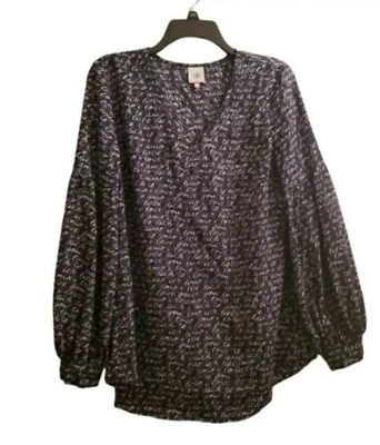 Blusa túnica estilo Cabi #5336 Te Amo cuello en V mangas globo Foto 1 de 4