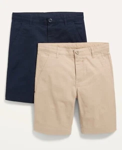 Old Navy Kids Boys Size 6 ~ 2 Pack Uniform Shorts Built in Flex .. Blue & Khaki - Picture 1 of 4