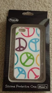 Funda Protectora de Silicona Peace Signs Divertida Diseño Colorido iPhone 5 Nueva en Paquete Fine Life - Imagen 1 de 3