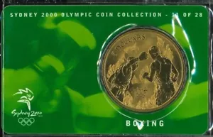 Moneda de boxeo de 5 dólares de bronce de la Casa de la Moneda de Australia 2000 - emisión conmemorativa de los Juegos Olímpicos de Sydney - Imagen 1 de 2