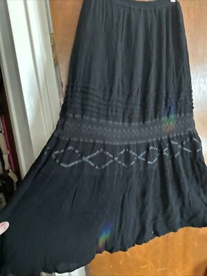 全新 Cathy Daniels 黑色 A 字棉质裙 L Whimsygoth — 第 1/4 张图片