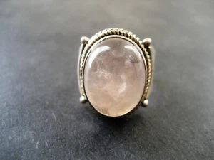 Handmade Solid 925 Sterling Silver & Rose Quartz Gemstone Ring 925424 - Picture 1 of 7