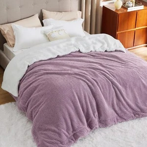 Bed King Sherpa Blanket - Herringbone Wool Thickened Thermal Blanket - Picture 1 of 8