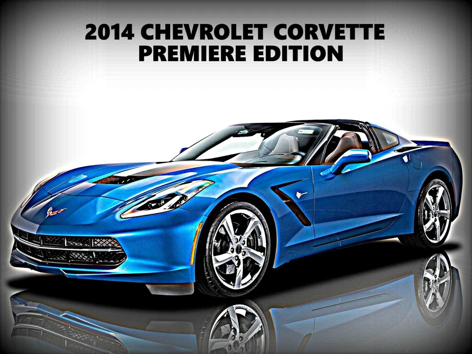 Chevrolet Corvette 2014 nuevo letrero de metal: edición Premiere en azul - tamaño grande Foto 1 de 1