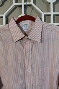 Brooks Brothers Button Up Shirt Mens L Large 16.5 33 Orange Non Iron Regent Men - Picture 1 of 11