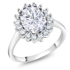 Halo Engagement Rings For Women Cubic Zirconia Wedding Bands Promise Rings 3 Ct - Picture 1 of 3