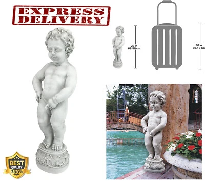 Estatua de niño orinando jardín exterior antiguo acabado piedra escultura renacentista Foto 1 de 4