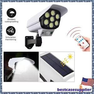 Solar Motion Sensor Light Outdoor Garden Wall Security Lamp Fake Camera W/Remote - Picture 1 of 23