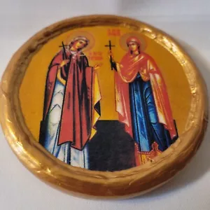 Iglesia Ortodoxa Griega Copta y Bizantina Santas Tatiana y Eudocia Icono Redondo - Imagen 1 de 6