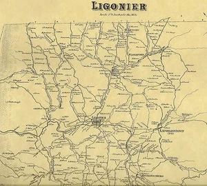 Ligonier Waterford Laughlintown Oak Grove PA 1867 mapas nombres de propietarios mostrados - Imagen 1 de 1