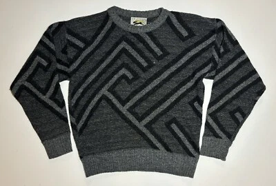 Women’s L VTG Le Tigre Grandpa Sweater 80s 90s Geometric Teacher Wool Acrylic - Image 1 of 4