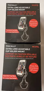 Set Of 2 Macally Car Cup Holders Phone Mount 4” Long Flexible Gooseneck w/360° - Picture 1 of 5