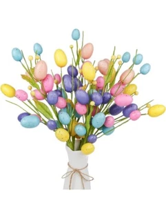 Easter Decorations, 6 Pcs Easter Picks with Colorful Eggs and Berries - Picture 1 of 6