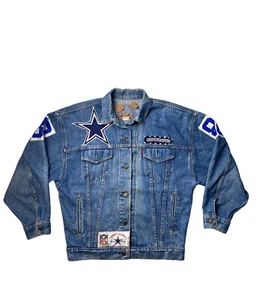 LEVIS Vintage Denim Jacket NFL Football Dallas Cowboys Patches Reebok Reworked - Picture 1 of 22