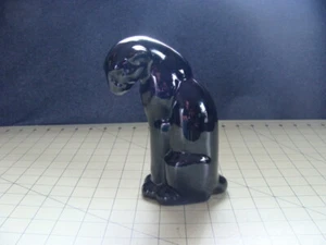 VINTAGE FRANKOMA 114 CERAMIC BLACK CAT PANTHER FIGURINE - Picture 1 of 6