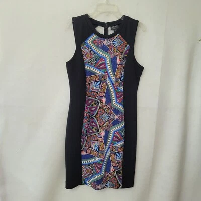 Nicole By Nicole Miller Dress Womens L Black Paisley Sleeveless Stretch Office - Image 1 of 4