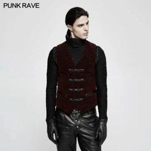 Chaleco Punk Rave Opera Victoriano Gótico Steampunk Rojo Jacquard Chaleco Chaleco Y-813 - Imagen 1 de 6