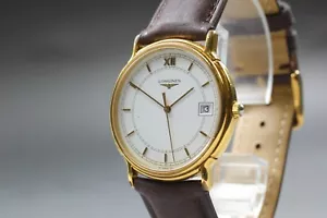 【Exc+5】 LONGINES Grandes Classiques 157 7411 Gold White Quartz Men's From Japan - Picture 1 of 10