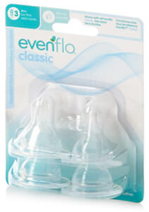 Evenflo Classic Silicone Nipples Stage 1 2 3 Slow, Medium or Fast Flow