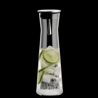 INDIS Karaffe aus Borosilikatglas mit Edelstahlausgießer 1,1 Liter - Bild 1 von 4