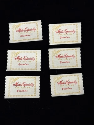 6x “Made Especially For You By Grandma” Patch Tag Vtg Sweater Clothing Sewing S3 - Image 1 of 4