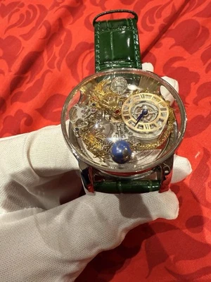 Mens Celestial Starry Sky Watch Waterproof Leather Strap Curved Glass Design - Image 1 of 4