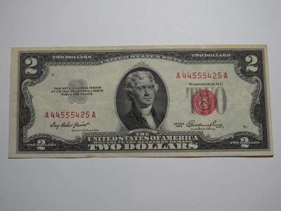 $2 1953 Red Seal Fancy Serial Number Legal Tender Currency Note Bank Bill XF+ - Image 1 of 2