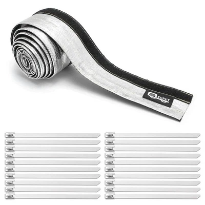 Capa térmica manga aluminizada protetor térmico linha de combustível fio manga térmica 1/2 I... - Imagem 1 de 4