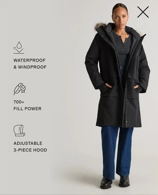 Casaco Parka Longo com Capuz Marmelo Responsável Preto Pequeno Novo com etiquetas - Imagem 1 de 4