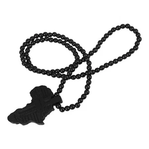 Collar de madera unisex joyería colgante de cuentas negras accesorios africanos - Imagen 1 de 12